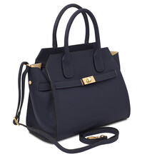Origami Leather tote Dark Blue