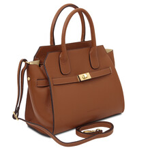 Origami Leather tote Cognac
