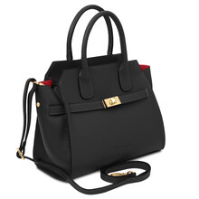 Origami Leather tote Black