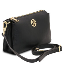 Sia Soft leather clutch Black