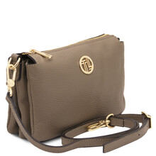 Sia Soft leather clutch Dark Taupe