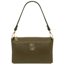 Sia Soft leather clutch Forest Green