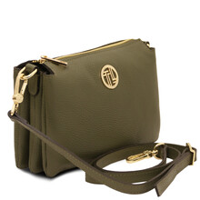Sia Soft leather clutch Forest Green