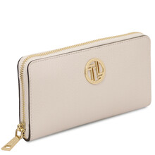 Financier Exclusive zip around leather wallet Beige