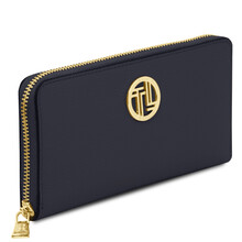 Financier Exclusive zip around leather wallet Dark Blue