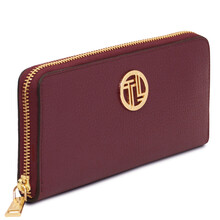 Financier Exclusive zip around leather wallet Bordeaux