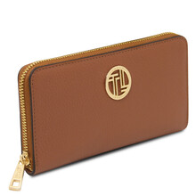 Financier Exclusive zip around leather wallet Cognac