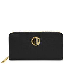 Financier Exclusive zip around leather wallet Black
