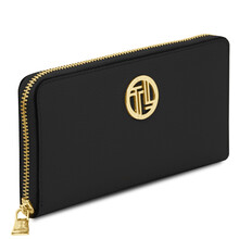 Financier Exclusive zip around leather wallet Black