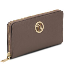 Financier Exclusive zip around leather wallet Dark Taupe