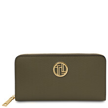 Financier Exclusive zip around leather wallet Forest Green