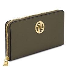 Financier Exclusive zip around leather wallet Forest Green