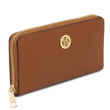 Financier Exclusive zip around leather wallet Cognac