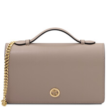 Opera Leather clutch with chain strap Light Taupe