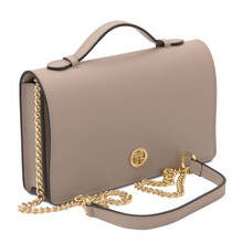 Opera Leather clutch with chain strap Light Taupe