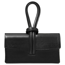 TL Bag Metallic leather clutch Black