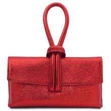 TL Bag Metallic leather clutch Red