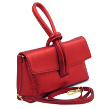 TL Bag Metallic leather clutch Red