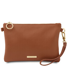 TL Bag Soft leather clutch Cognac