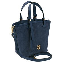 Glacette Suede leather bucket bag Dark Blue
