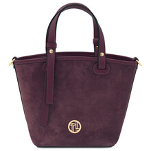 Glacette Suede leather bucket bag Bordeaux