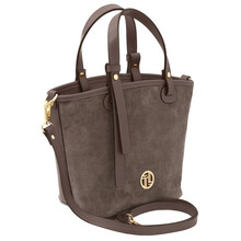 Glacette Suede leather bucket bag Dark Taupe