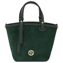 Glacette Suede leather bucket bag Forest Green
