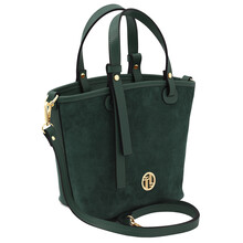 Glacette Suede leather bucket bag Forest Green