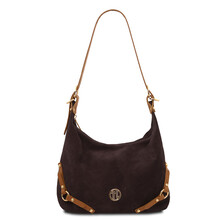 Sierra Suede leather shoulder bag Dark Brown