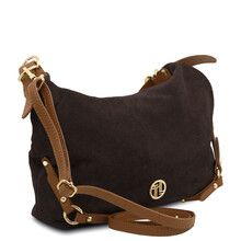 Sierra Suede leather shoulder bag Dark Brown