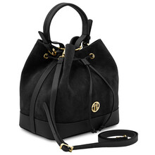 Minerva Leather bucket bag Black