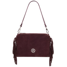 Nomade Suede leather fringe clutch Bordeaux