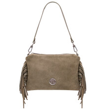 Nomade Suede leather fringe clutch Dark Taupe