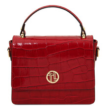 Croque Croc print leather handbag Red