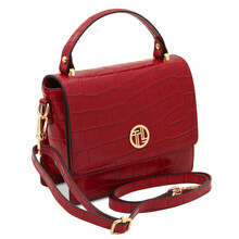 Croque Croc print leather handbag Red