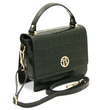 Croque Croc print leather handbag Forest Green