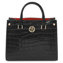 Croque Croc print leather handbag Black