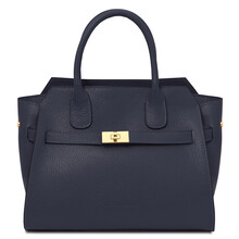 Origami Leather tote Dark Blue