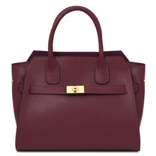 Origami Leather tote Bordeaux