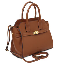 Origami Leather tote Cognac