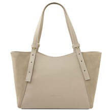 Libra Leather shoulder bag Beige