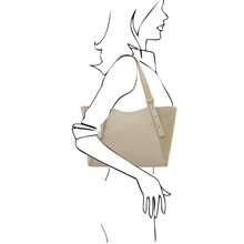Libra Leather shoulder bag Beige