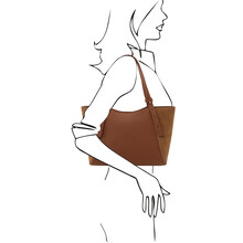 Libra Leather shoulder bag Cognac