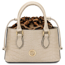 Croque Croc print leather handbag Beige
