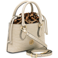 Croque Croc print leather handbag Beige