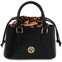 Croque Croc print leather handbag Black