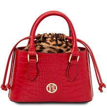 Croque Croc print leather handbag Lipstick Red