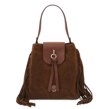 Nomade Suede leather fringe shoulder bag Brown