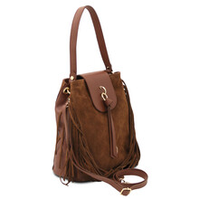 Nomade Suede leather fringe shoulder bag Brown
