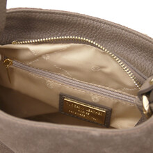 Nomade Suede leather fringe shoulder bag Dark Taupe